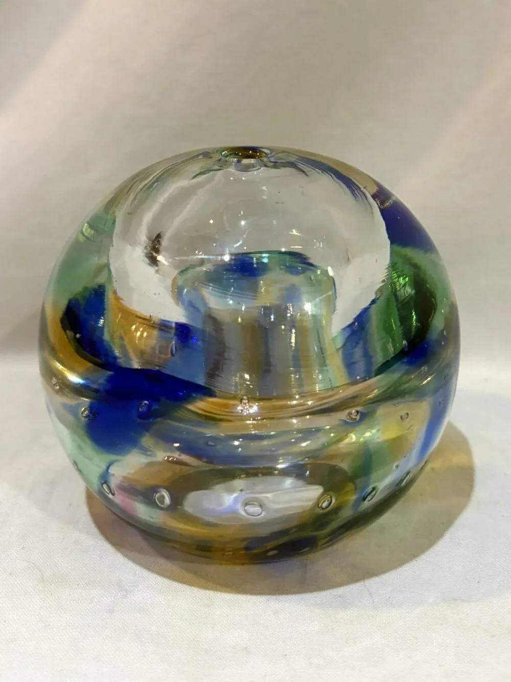 Hand Blown Art Glass Oil Lamp